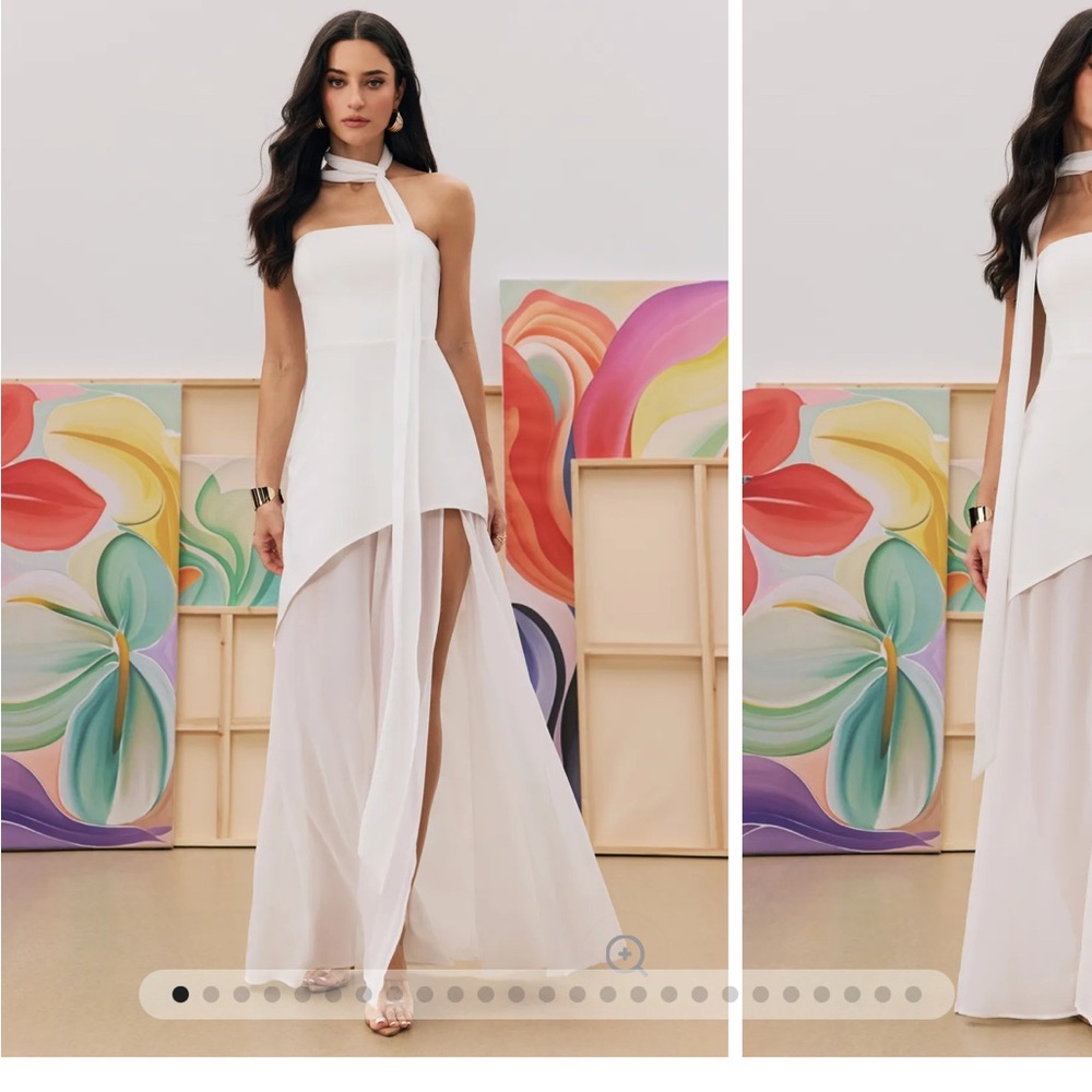 Florence Asymmetrical Chiffon Maxi Dress with Scarf